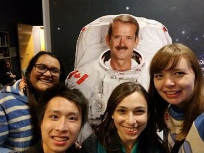 From left to right: Ayushi, Victor, Anita, Emily. And Chris Hadfield, of course!